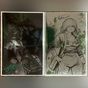 TMNT Black White & Green # 1 April Battle Foil & Bartling With C.O.A Signatures